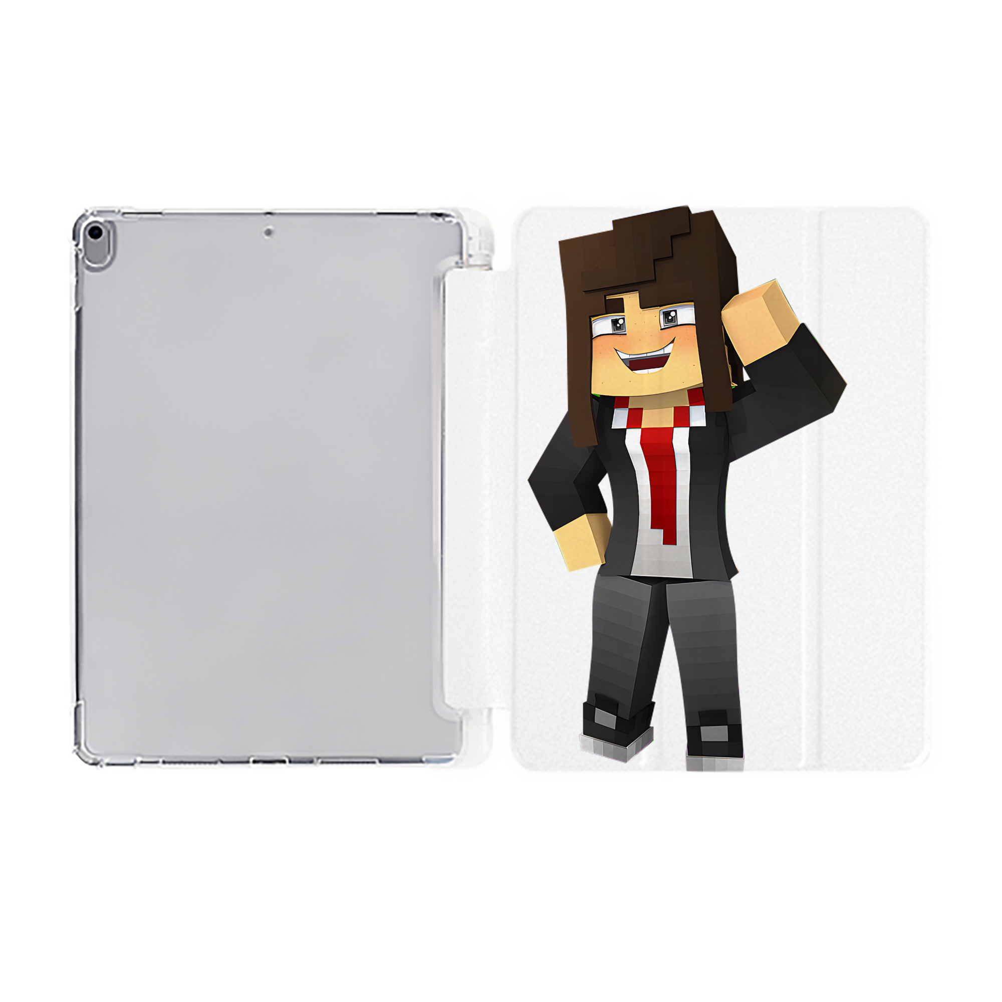 （画像用） マインクラフト ブロックの世界 Minecraft MC Block world IPad ケース ペン収納付き 三つ折りスタンド PUレザー×シリコン 対応機種9.5/10.5/10.9インチ